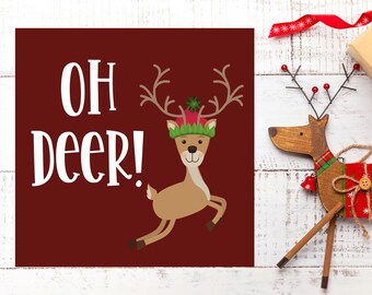 Oh Deer Print, Oh Deer Christmas Print, Christmas Decor, Reindeer Print, Reindeer Wall Art, Christmas Wall Art, Holiday Decor, Holiday Print
