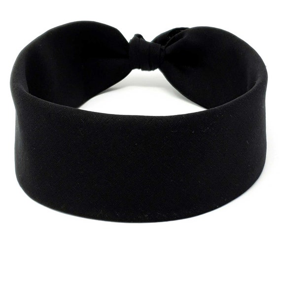 Black Plain Bandana 100 Cotton Headband Accessories Etsy