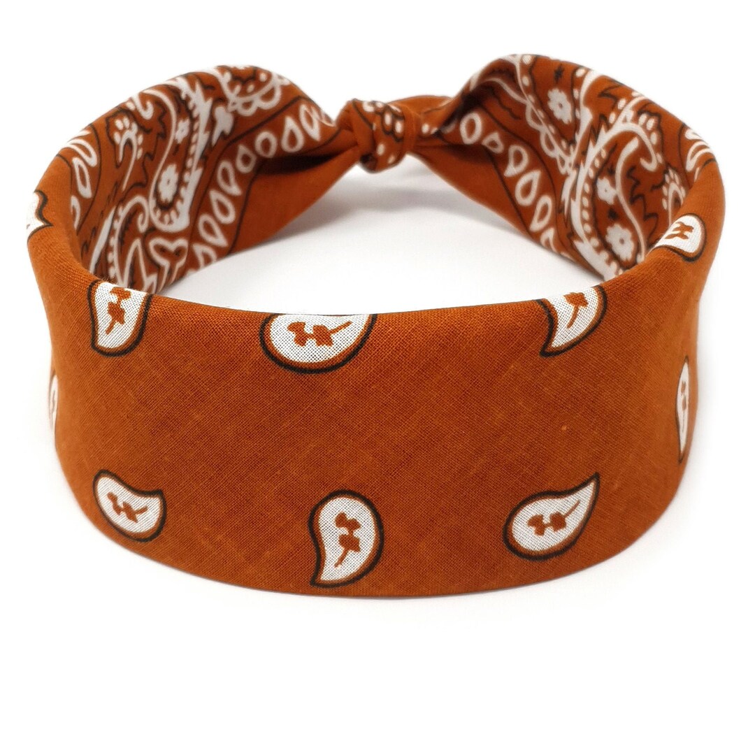 Tan Paisley Bandana 100 Cotton Headband Accessories Hair Bandana