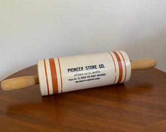 Vintage Advertisement Stoneware Rolling / Baking Pin