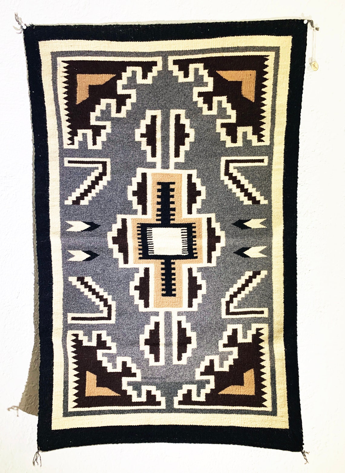 Vintage Navajo Two Grey Hills Rug 24x3'9 Etsy