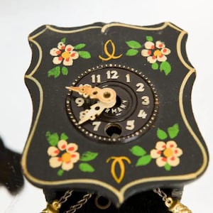 Vintage Miniature Hand Painted German Clock