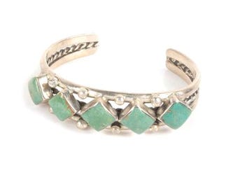 Vintage Southwestern Silber und Türkis Manschette Armband