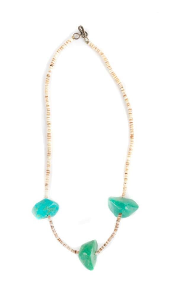 Two Southwestern Turquoise Nugget and Heishi Shel… - image 1