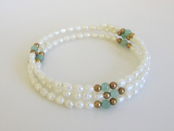 Vintage Freshwater Baroque Pearl Bracelet with Av… - image 2