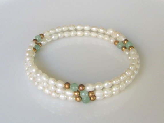 Vintage Freshwater Baroque Pearl Bracelet with Av… - image 3