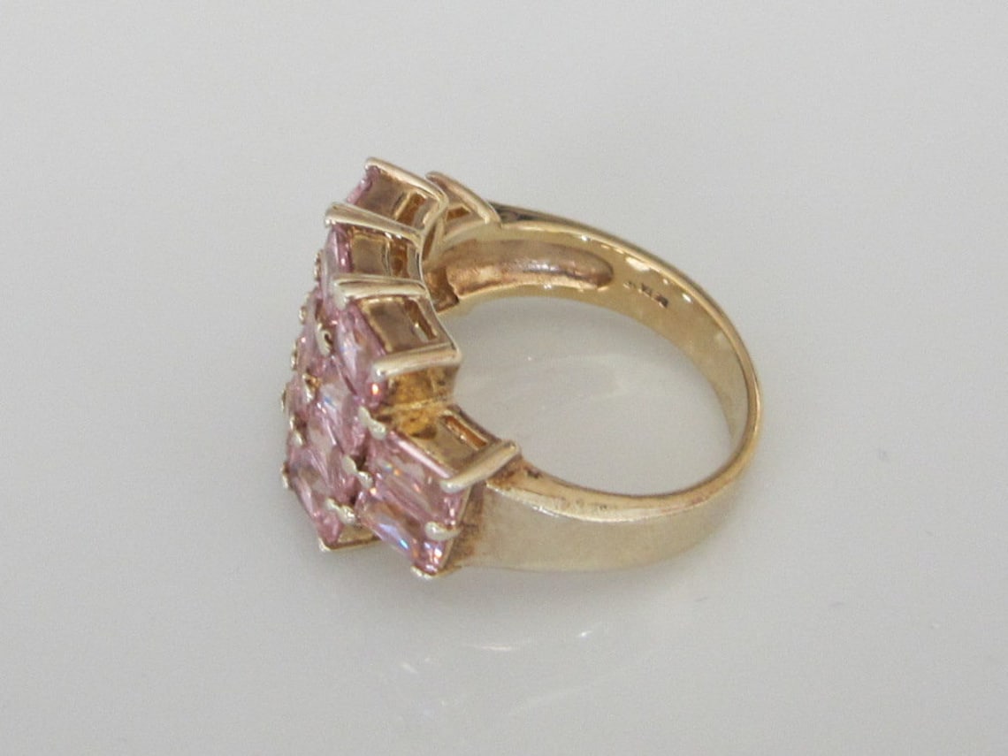 Vintage Seta Statement Ring Cocktail Ring With Pink CZ or Etsy