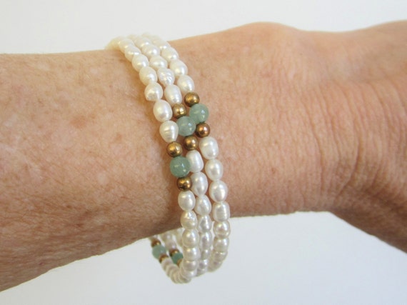 Vintage Freshwater Baroque Pearl Bracelet with Av… - image 4