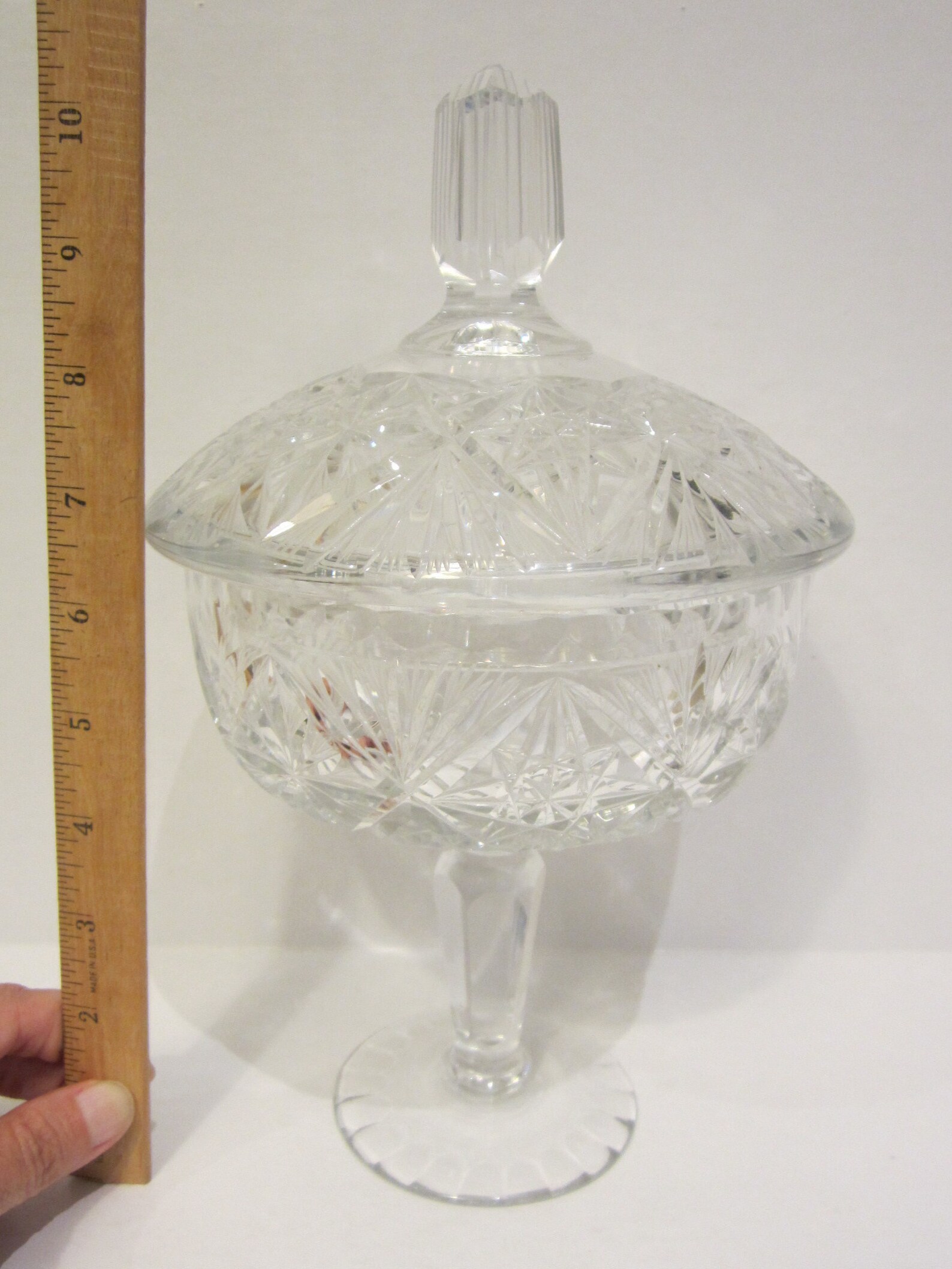 Vintage Lead Cut Crystal Covered Candy Dish Compote Footed Etsy