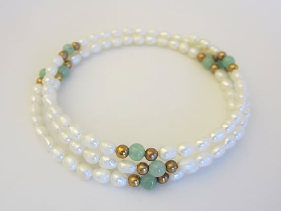 Vintage Freshwater Baroque Pearl Bracelet with Av… - image 1