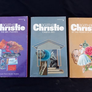 Vintage Agatha Christie Lot of 3 Pocket Book Edition Paperbacks, Printed in 1974 in the U.S.A., Red Page Edges, Good Condition