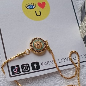 stainless steel crystal evil eye bracelet, good luck bracelet, evil eye charm, minimalist bracelet for woman