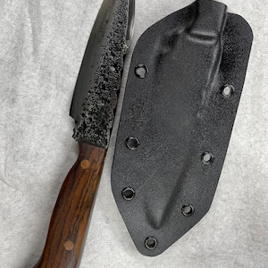 Hand-forged knife with custom sheath
