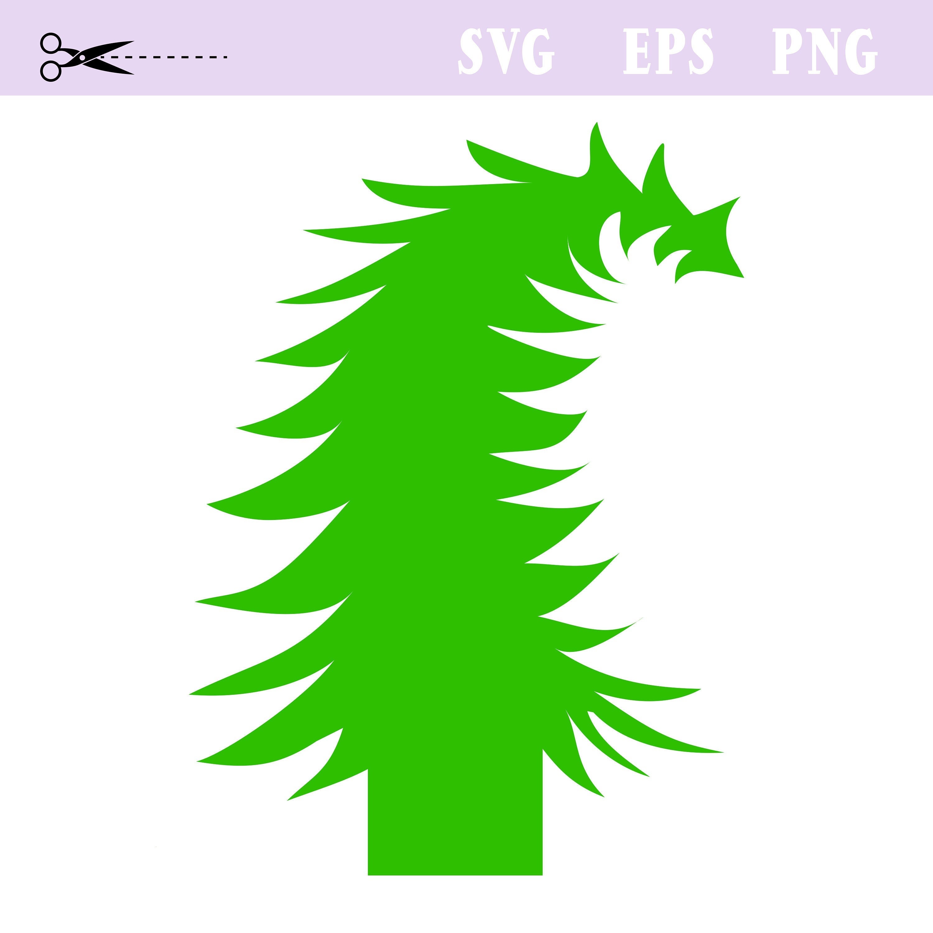 Grinch Inspired Tree Svg Silhouette One File, With a Tree Trunk