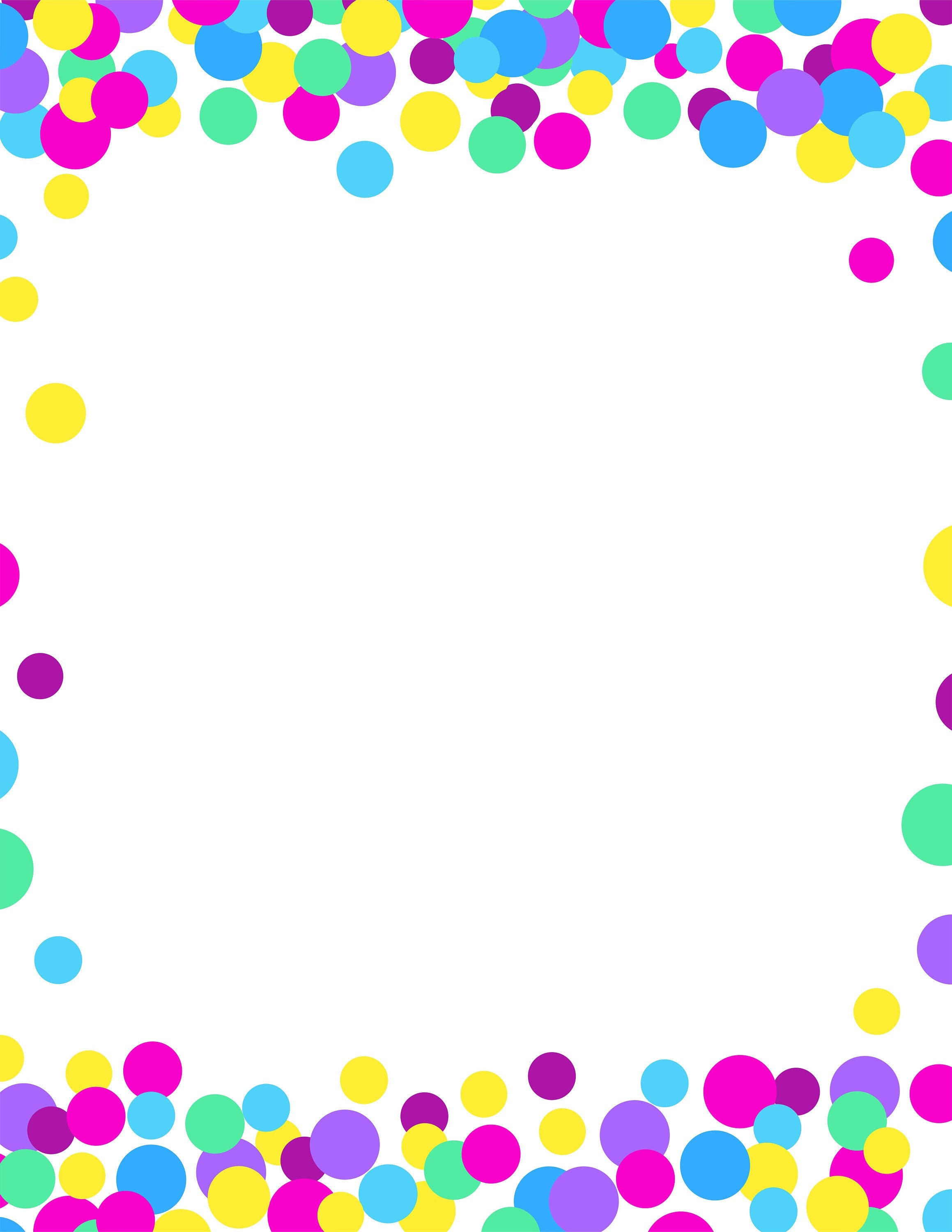 Printable Festive Confetti Borders Background Computer Paper Design for