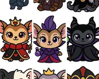 Skurkinspirerad bush baby clipart – 10 PNG-bilder | Söta fantasivarelser | Digital nedladdning för sublimering, klistermärken, hantverk