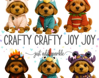 Island Adventure Maltipoo Clipart – 10 PNGs of Dogs in Tropical Hero-Inspired Onesies – Kawaii Polynesian Dog Art