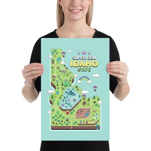 Super Gem State Idaho Carte du jeu vidéo - Affiche