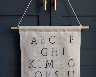 Hand Embroidered Alphabet Pennant