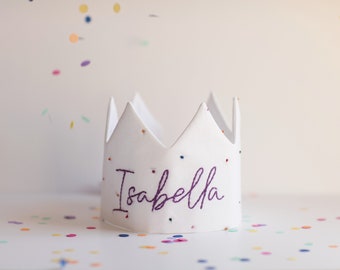 Handmade Embroidered Confetti personalised fabric crown