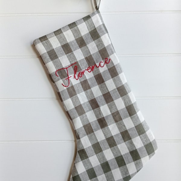 Handmade embroidered personalised stocking