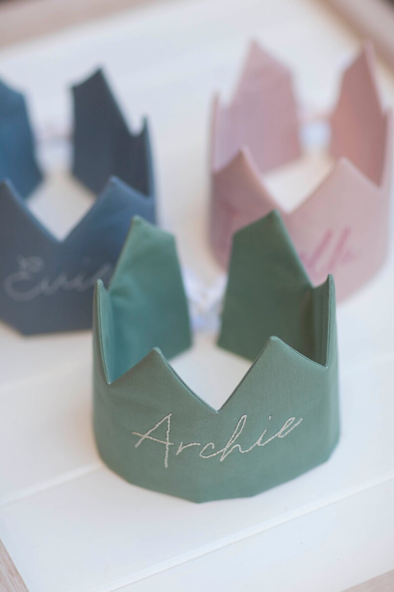 Handmade embroidered personalised fabric crown image 3