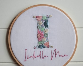 Embroidered Floral Monogram with name