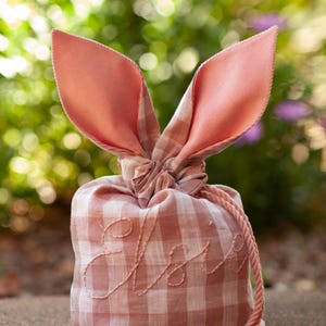 Handmade Linen Easter Bunny Bag Pink