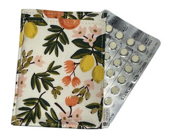 Birth Control Pill Sleeve, Birth Control Pill Case, Pill Sleeve, Pill Case, Orange Blossom Light