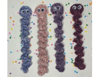 Crochet Velvet Worry Worm | Medium Size | Stress Toy | Anxiety Toy