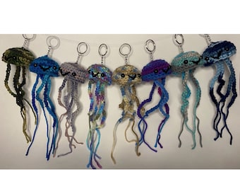 Multicolored Crocheted Jellyfish Keychain | Bag Accessory |