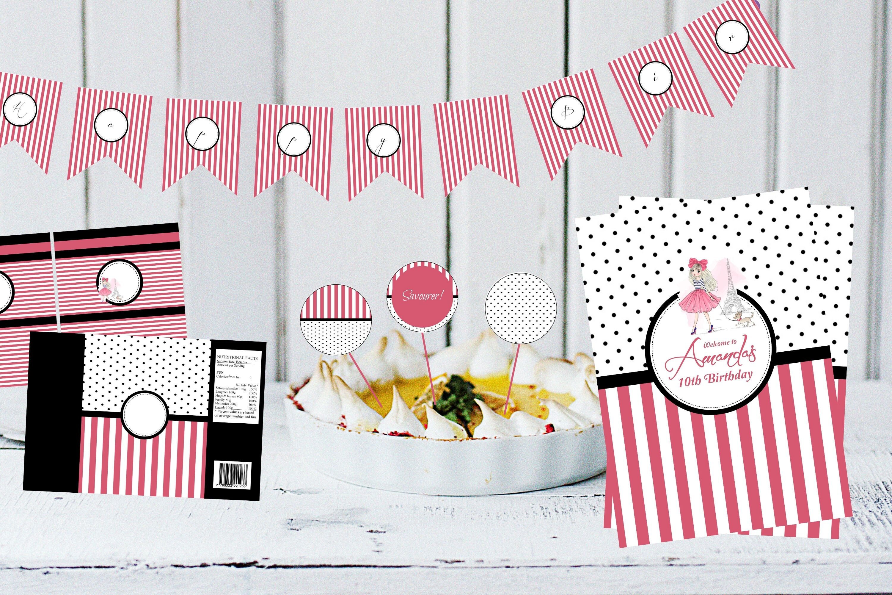 Printable Birthday Decorations Paris INSTANT DOWNLOAD Editable | Etsy