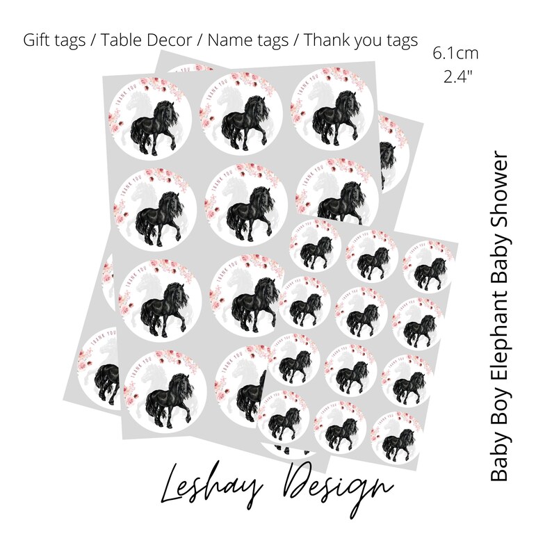 Black Horse Birthday Invitations for Girls INSTANT DOWNLOAD, Any language, Any age image 3