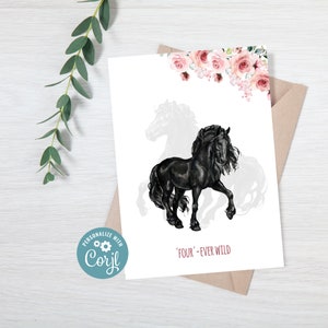 Black Horse Birthday Invitations for Girls INSTANT DOWNLOAD, Any language, Any age image 2