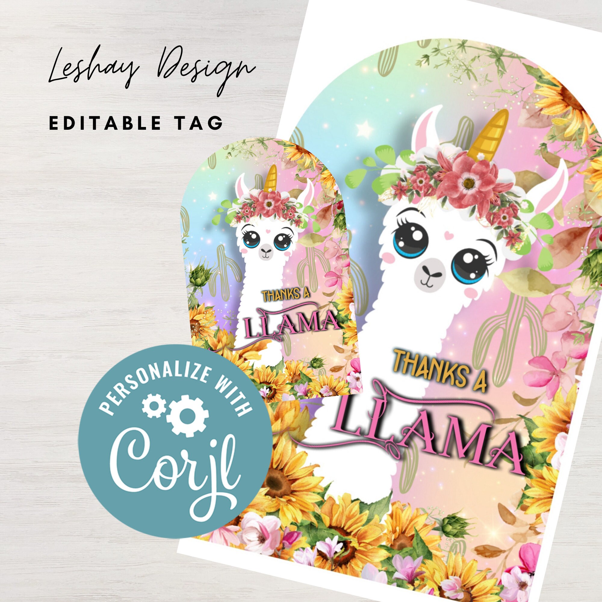 Editable Llamacorn Bookmark INSTANT DOWNLOAD Thank You Card - Etsy