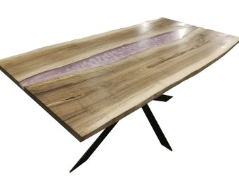 De LADY-TABLE - Rivertable eettafel in notenhout epoxyhars