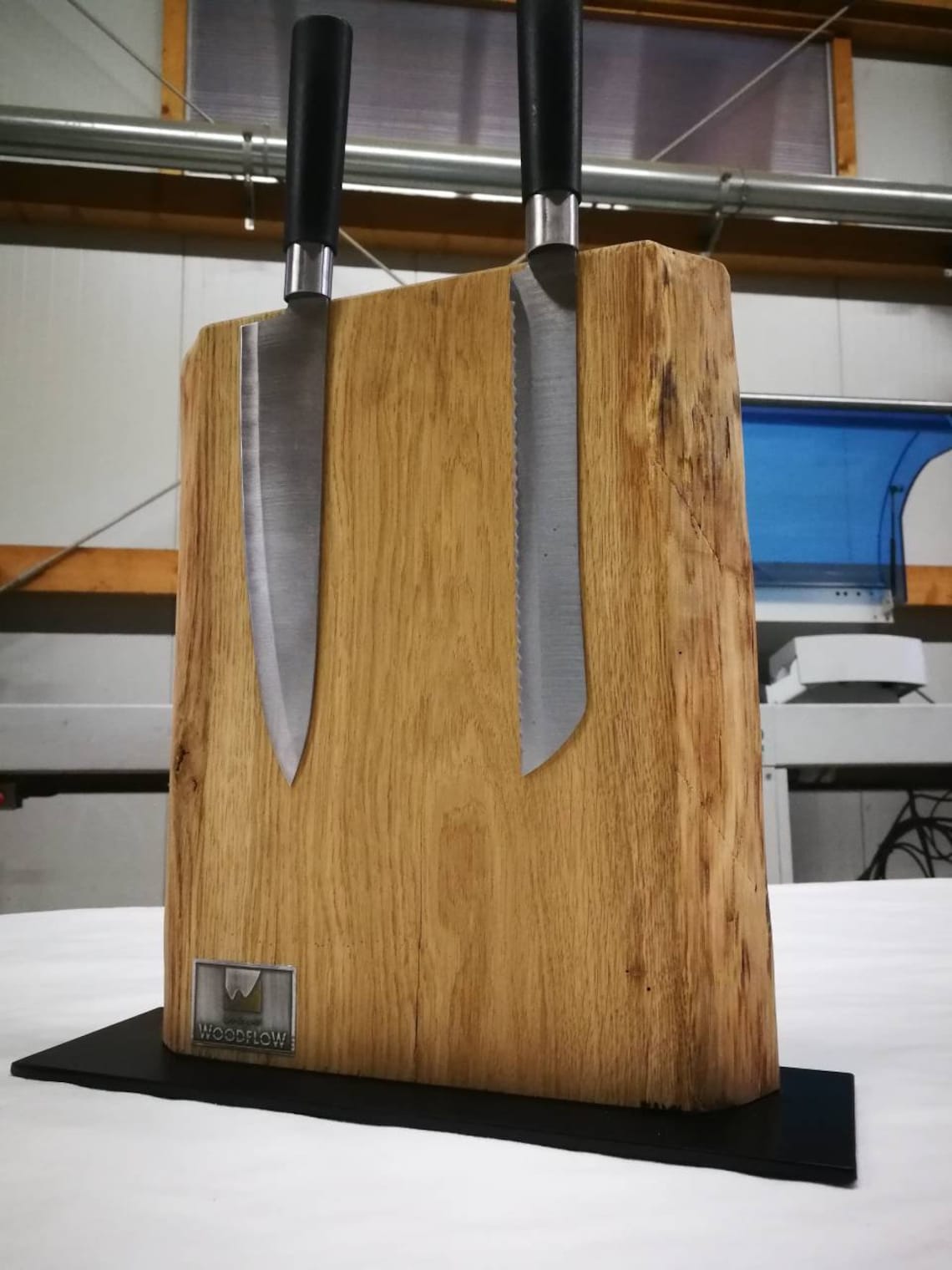 Messerhalter aus Eichen Holz mit Baumkante Etsy.de