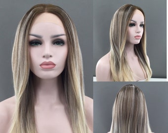 ¡NUEVO! Lujosa peluca de encaje frontal, monofilamento, de fibra sintética resistente al calor, con capas y estilo sexy Lndn104623