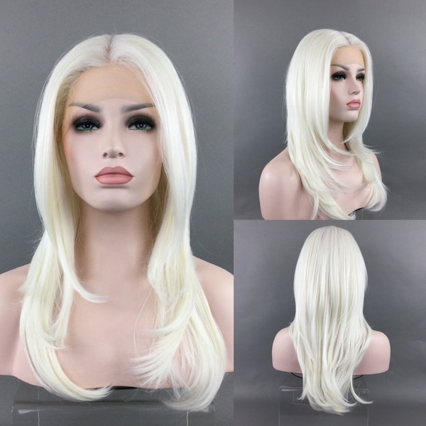 Luxurious LACE-FRONT Mono Lace Top High-Heat Futura Synthetic Fiber Wig - Platinum Blond