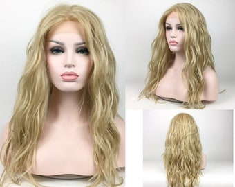 Luxurious LACE-FRONT Mono Lace-Part High-Heat Synthetic Fiber Celebrity Wavy Wig