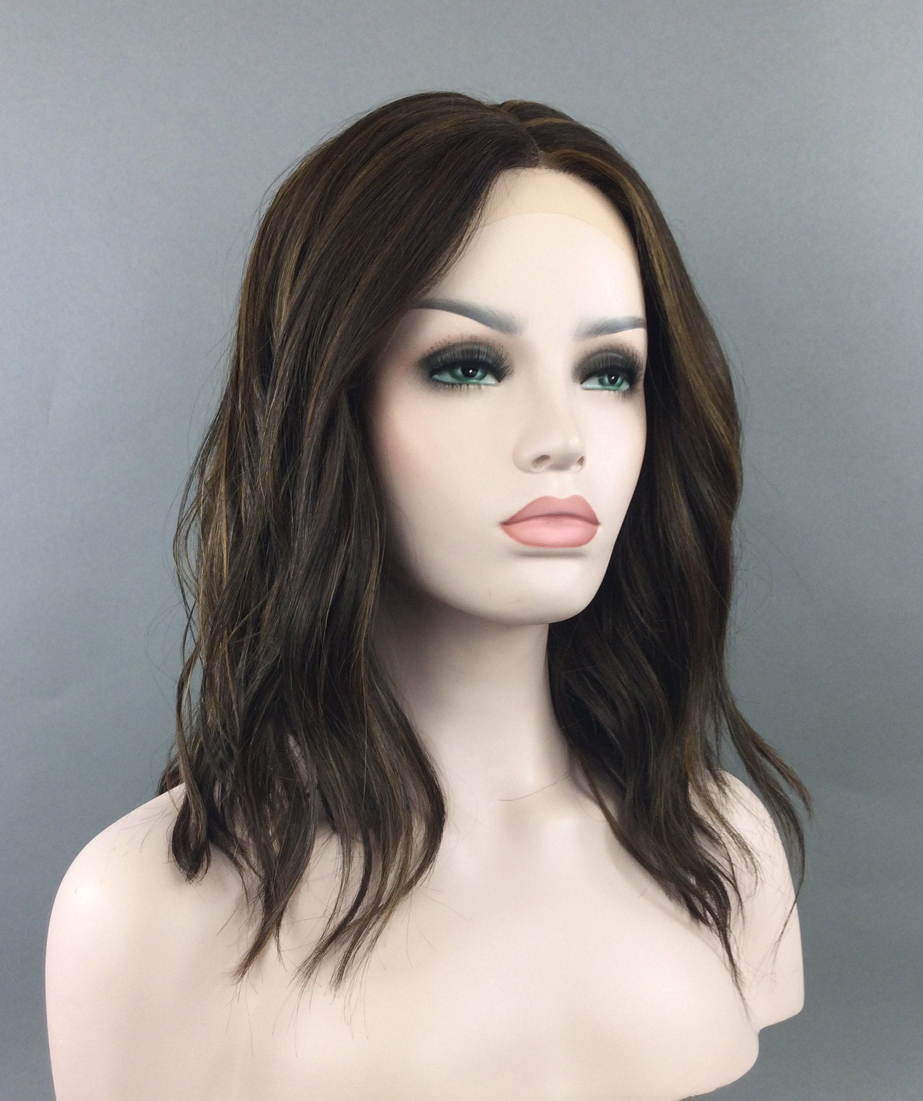 Luxurious LACE-FRONT Center Part High-heat Synthetic Fiber Wavy Long ...