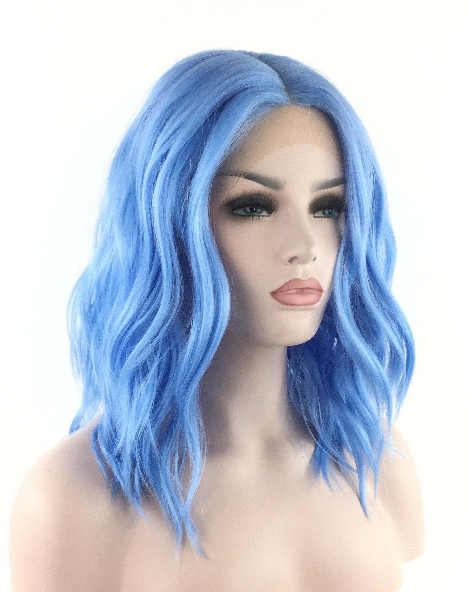 Luxurious LACE-FRONT Center Part High-heat Synthetic Fiber Wavy Long ...