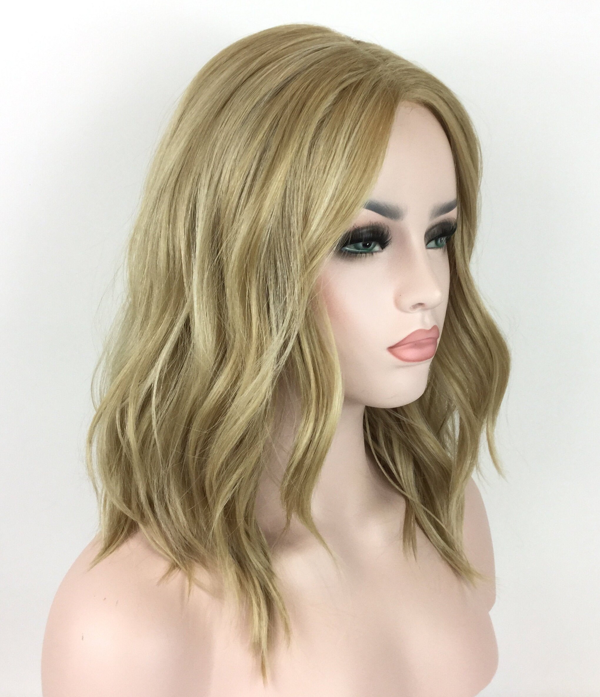 Luxurious LACE-FRONT Center Part High-heat Synthetic Fiber Wavy Long ...