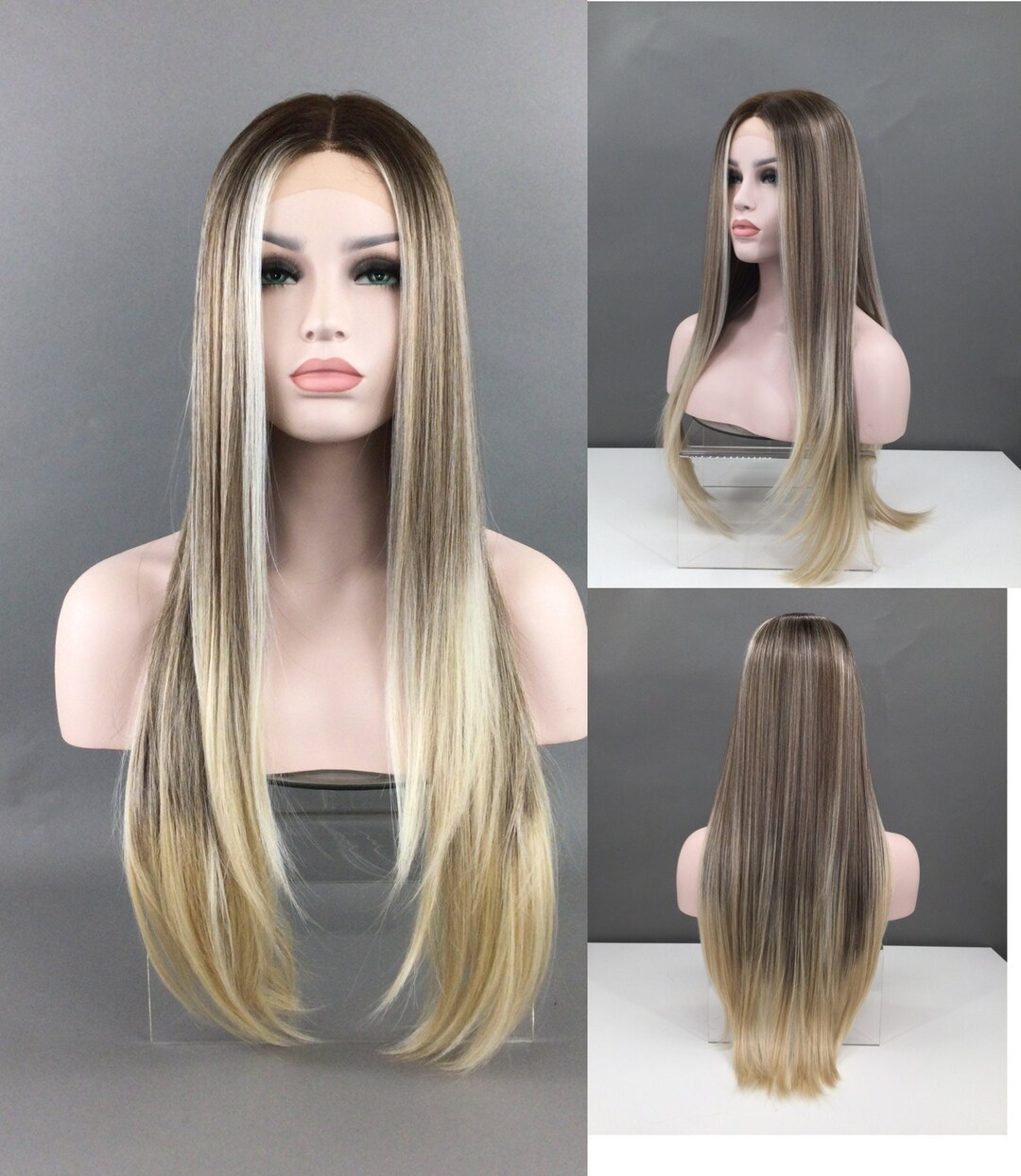 Luxurious LACE-FRONT Center Part High-heat Synthetic Fiber - Etsy