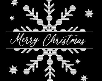 Merry Christmas Snow Flake (.svg, .ai, Vetric File, .dfx, .jpeg, and png)