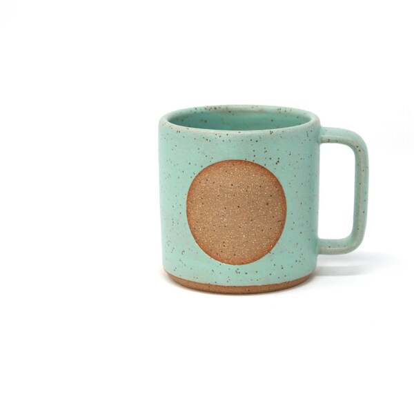 Moon Mug - Seafoam, Handmade, Wheel Thrown, Food Safe Glazes, Dishwasher and Microwave Safe, Ready to Ship, Recyclable Packing