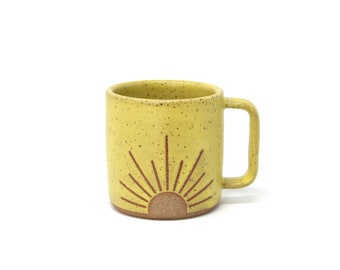 Sunrise Mug - Lemon Creme, Handmade, Wheel Thrown, Food Safe Glazes, Dishwasher and Microwave Safe, Ready to Ship, Recyclable Packing