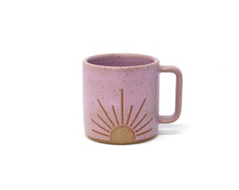 Sunrise Mug - Orchid, Handmade, Wheel Thrown, Food Safe Glazes, Dishwasher and Microwave Safe, Ready to Ship, Recyclable Packing