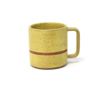 Classic Stripe Mug - Lemon Creme, Handmade, Wheel Thrown, Food Safe Glaze, Dishwasher/Microwave Safe, Ready to Ship, Recyclable Packing