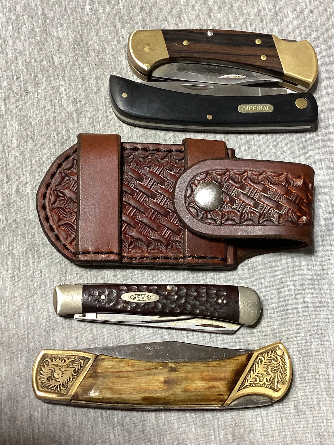Leather Folding Pocket Knife Sheath Handmade Horizontal Buck Etsy